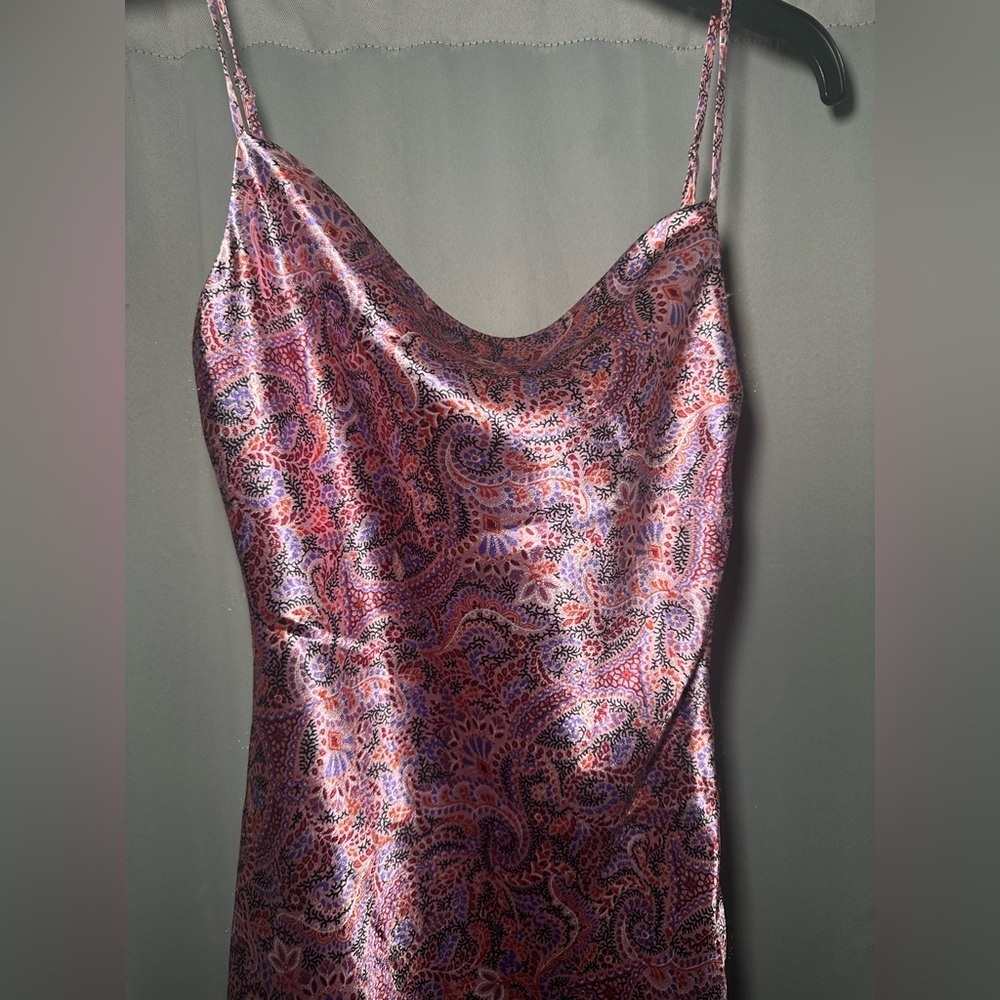 Cinq a Sept Pink Ryder Paisley Print Silk Mini Cocktail Slip Dress Size 4 - Picture 7 of 16
